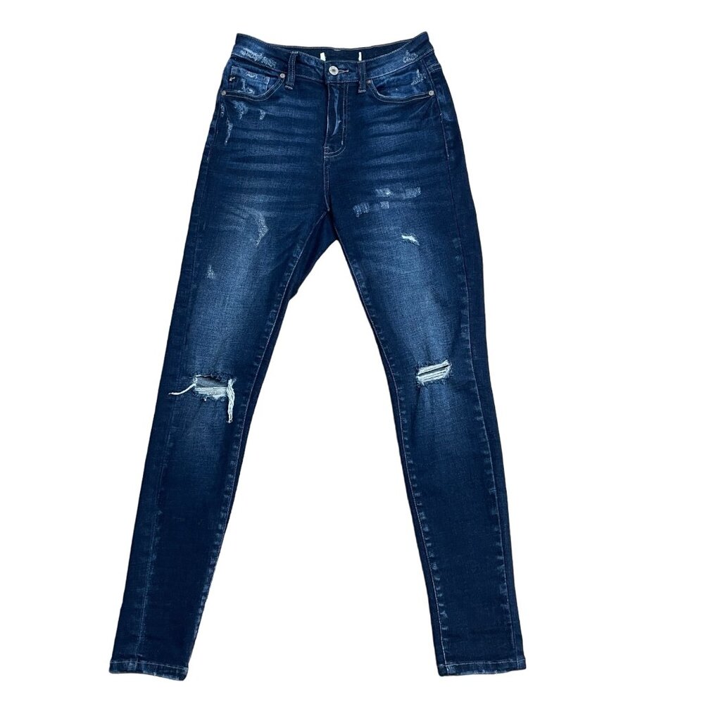 KANCAN JEANS HILARIE HIGH RISE SUPER SKINNY SIZE 5/26 KC7351D DISTRESSED DENIM